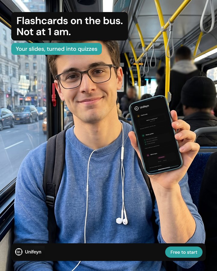 Visuel publicitaire Unifeyn, application d'étude, visuels en anglais, 1/3