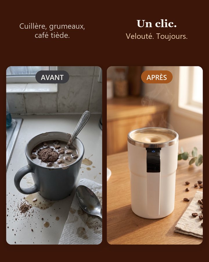 Visuel publicitaire P'tit Trésor, mug mélangeur, boutique en ligne suisse, 1/3